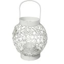 Biała Latarenka Metalowa na Świeczkę Tealight do Dekoracji Ogrodu i Tarasu