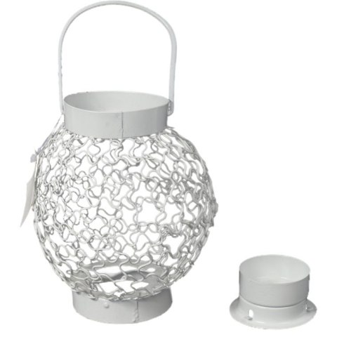 Biała Latarenka Metalowa na Świeczkę Tealight do Dekoracji Ogrodu i Tarasu