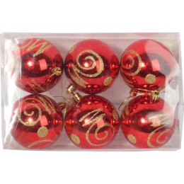 KPL.6 BOMBEK PLASTIKOWYCH CZERWONYCH Z DEKOREM 6 CM