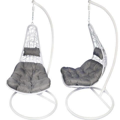 Komfortowy Fotel Wiszący na Taras lub Ogród F-05 Szary z Poduszkami