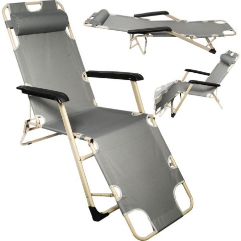Leżak Ogrodowy Oxford z Regulacją Pozycji - Wzmacniany, Składany, Kolor Złoty
