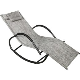 Leżak ogrodowy bujany kompaktowy, szary, regulowany z poduszką