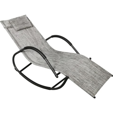 Leżak ogrodowy bujany kompaktowy, szary, regulowany z poduszką