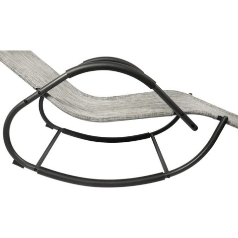 Leżak ogrodowy bujany kompaktowy, szary, regulowany z poduszką