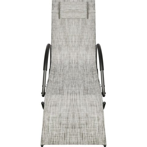 Leżak ogrodowy bujany kompaktowy, szary, regulowany z poduszką