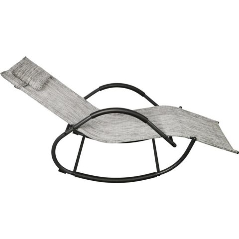 Leżak ogrodowy bujany kompaktowy, szary, regulowany z poduszką