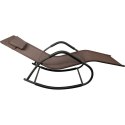 Leżak ogrodowy kompaktowy, bujany, brązowy z poduchą regulowaną