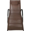 Leżak ogrodowy kompaktowy, bujany, brązowy z poduchą regulowaną