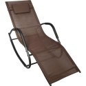 Leżak ogrodowy kompaktowy, bujany, brązowy z poduchą regulowaną