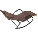 Leżak ogrodowy kompaktowy, bujany, brązowy z poduchą regulowaną