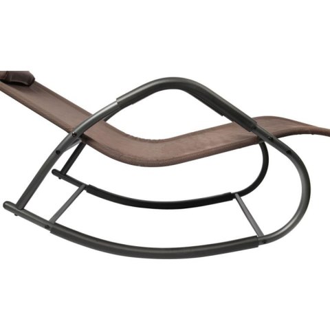 Leżak ogrodowy kompaktowy, bujany, brązowy z poduchą regulowaną