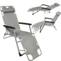 OXFORD LEŻAK FOTEL OGRODOWY WZMOCNIONY SKŁADANY SILVER