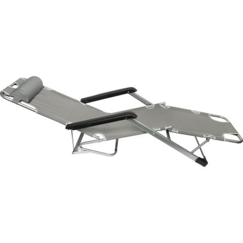 OXFORD LEŻAK FOTEL OGRODOWY WZMOCNIONY SKŁADANY SILVER