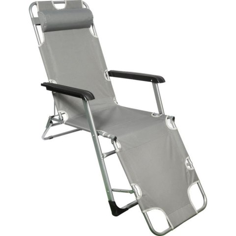 OXFORD LEŻAK FOTEL OGRODOWY WZMOCNIONY SKŁADANY SILVER