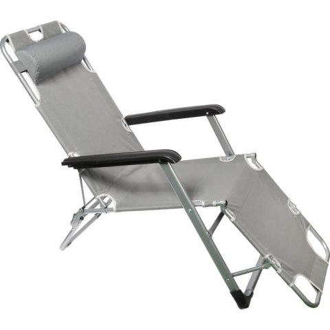 OXFORD LEŻAK FOTEL OGRODOWY WZMOCNIONY SKŁADANY SILVER