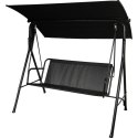 Prosty Montaż - Huśtawka Ogrodowa Czarna z Regulowanym Dachem i Antypoślizgowymi Podkładkami SW-012