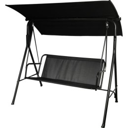 Prosty Montaż - Huśtawka Ogrodowa Czarna z Regulowanym Dachem i Antypoślizgowymi Podkładkami SW-012