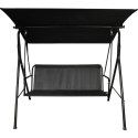 Prosty Montaż - Huśtawka Ogrodowa Czarna z Regulowanym Dachem i Antypoślizgowymi Podkładkami SW-012