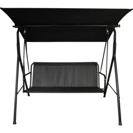 Prosty Montaż - Huśtawka Ogrodowa Czarna z Regulowanym Dachem i Antypoślizgowymi Podkładkami SW-012