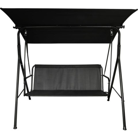 Prosty Montaż - Huśtawka Ogrodowa Czarna z Regulowanym Dachem i Antypoślizgowymi Podkładkami SW-012