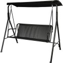 Prosty Montaż - Huśtawka Ogrodowa Czarna z Regulowanym Dachem i Antypoślizgowymi Podkładkami SW-012