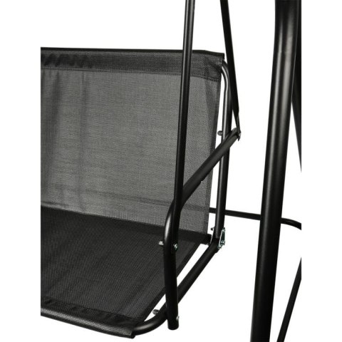 Prosty Montaż - Huśtawka Ogrodowa Czarna z Regulowanym Dachem i Antypoślizgowymi Podkładkami SW-012