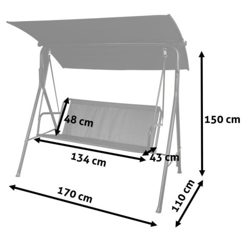 Prosty Montaż - Huśtawka Ogrodowa Czarna z Regulowanym Dachem i Antypoślizgowymi Podkładkami SW-012