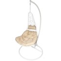 Stylowy, Bujany Fotel Ogrodowy Kokon Kremowy F-05 z Stalowym Stełażem i Poduszkami