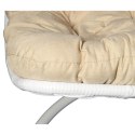 Stylowy, Bujany Fotel Ogrodowy Kokon Kremowy F-05 z Stalowym Stełażem i Poduszkami