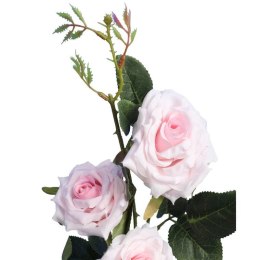 Sztuczna Gałązka z Trzema Różami w Kolorze Jasno Różowym o Wysokości 82 cm