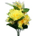 Bukiet kwiatów Kolorowy Mix z różą i lilią w odcieniach ciemnoróżowym i żółtym - 54 cm