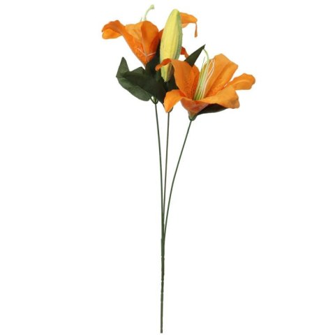 Gałązka Sztucznej Lili podwójnej z Pąkiem w kolorze Jasno Pomarańczowym, 75 cm.