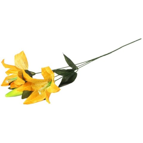 Gałązka Sztucznej Lili podwójnej z Pąkiem w kolorze Jasno Pomarańczowym, 75 cm.