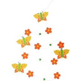 Girlanda Wiosenna z Pomarańczowymi Motylkami i Kwiatami - Zawieszka Drewniana 120cm