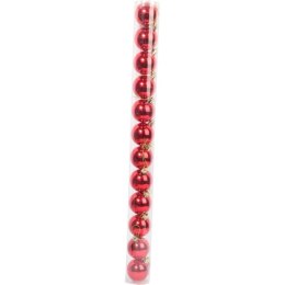 Komplet 12 Czerwonych Plastikowych Bombek Bożonarodzeniowych 5 cm