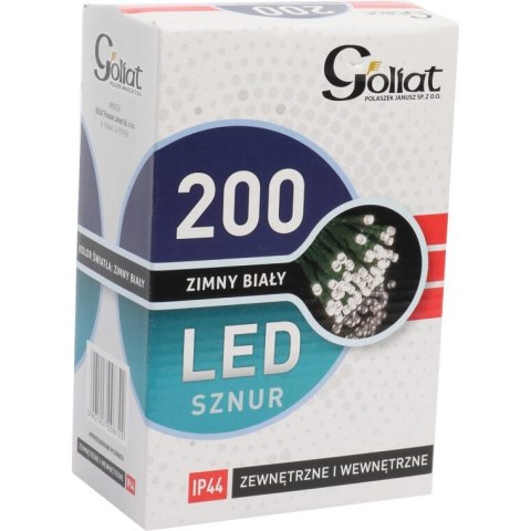 Lampki Choinkowe 200 LED Biały Zimny, Zasilanie Sieciowe, Na Zewnątrz i Wewnątrz, Długość 10m, IP44