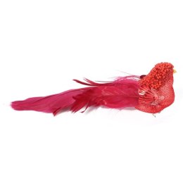 PTASZEK NA KLAMERCE W KOLORZE CZERWONO RÓŻOWYM - FIGURKA O DŁUGOŚCI 17CM