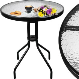STOLIK OKRĄGŁY BISTRO OGRODOWY SZKLANY BALKONOWY 60 CM