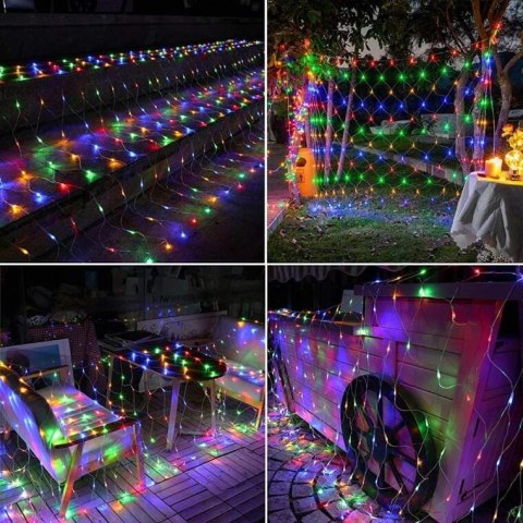 Siatka Dekoracyjna z Lampkami LED Multikolor 2x2m, Przeznaczona do Użycia na Zewnątrz i Wewnątrz, 220V