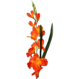 Sztuczna gałązka gladioli pomarańczowej o długości 70 cm