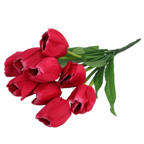 Sztuczne Tulipany Różowe 38cm - Bukiet 9 Sztuk Wysokiej Jakości