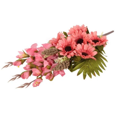 Bukiet płaska wiązanka nagrobna mix gladioli i gerber 68cm różowa