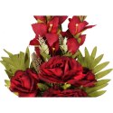 Bukiet płaska wiązanka nagrobna mix gladioli róż i piwonii 68cm czerwony