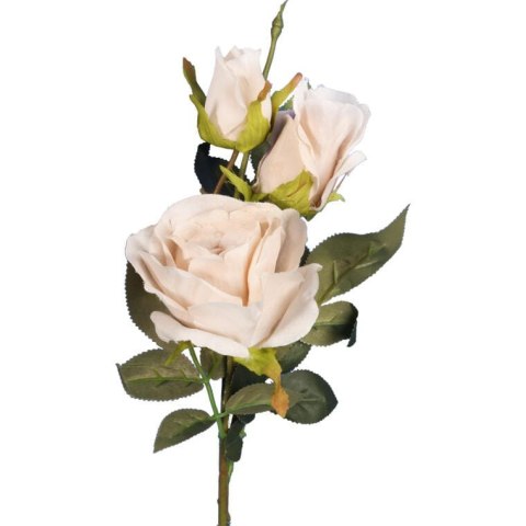 Gałązka 3 róż 65 cm kolor kremowy