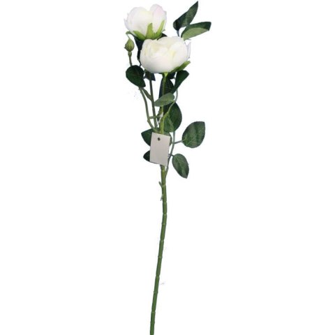 Gałązka Dekoracyjna z 3 Mini Piwoniami Sztucznymi, Kolor Biały, 65 cm