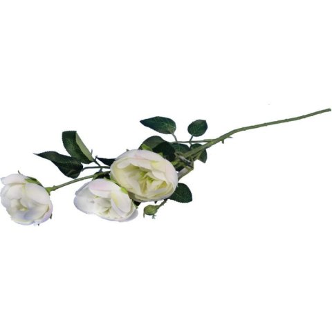 Gałązka Dekoracyjna z 3 Mini Piwoniami Sztucznymi, Kolor Biały, 65 cm