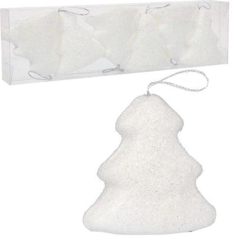 Komplet 6 Białych Styropianowych Choinek - Dekoracja Świąteczna 5,5 cm