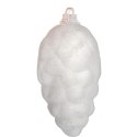 Komplet 6 Białych Styropianowych Szyszek z Srebrnym Brokatem - Dekoracje Świąteczne 8 cm