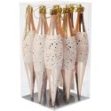 Komplet 9 Złotych Plastikowych Sopli z Brokatowym Dekorem - Ozdoba Świąteczna 15 cm
