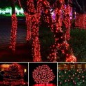 Kurtyna Świetlna Sople 100 LED Czerwona z Gniazdem Łączącym, Odporna na Warunki Atmosferyczne, Zewnętrzna IP44